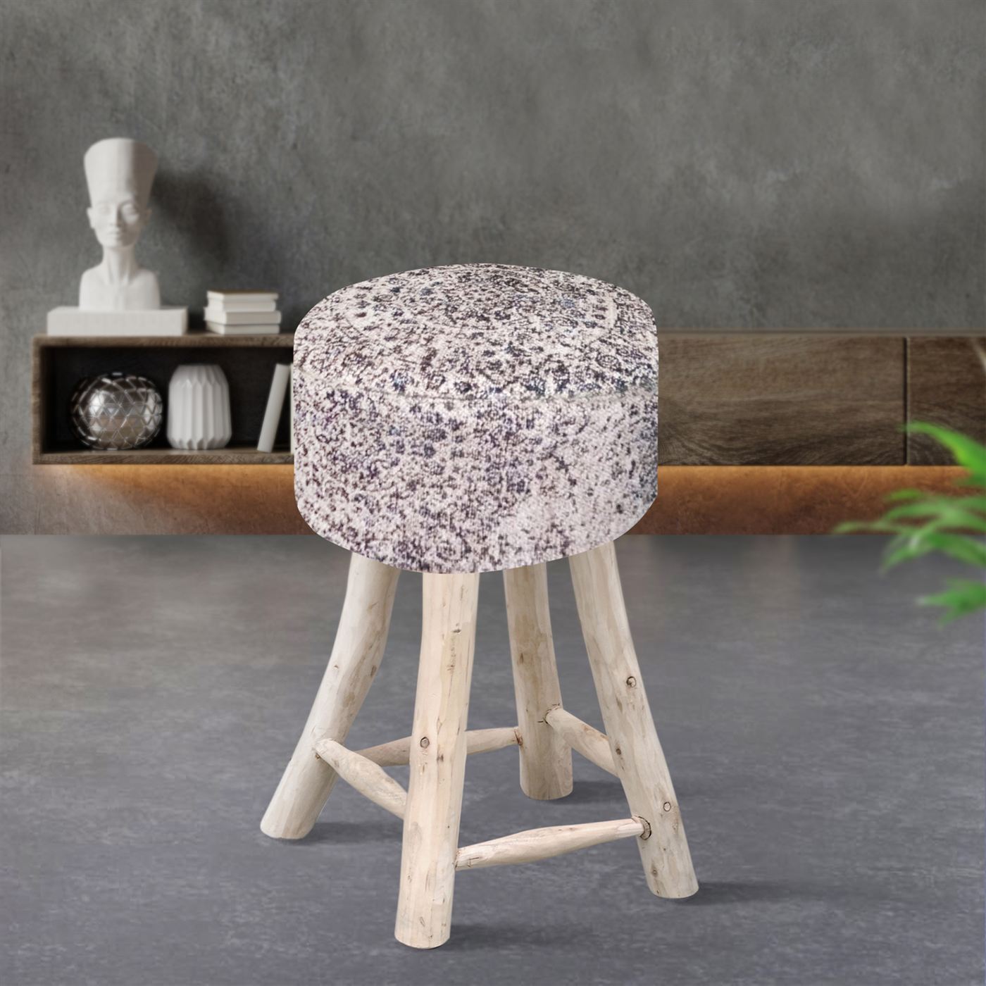 Kalmia Bar Stool, Pet, Beige,Charcoal, JAQUARD DURRY / FLAT WEAVE 