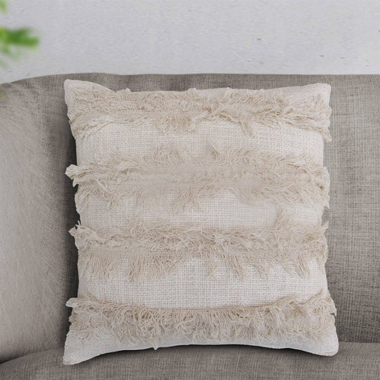 Kellia Cushion, 45x45 cm, Natural White, Cotton, Polyester, Hand Made, Hm Stitching, Flat Weave