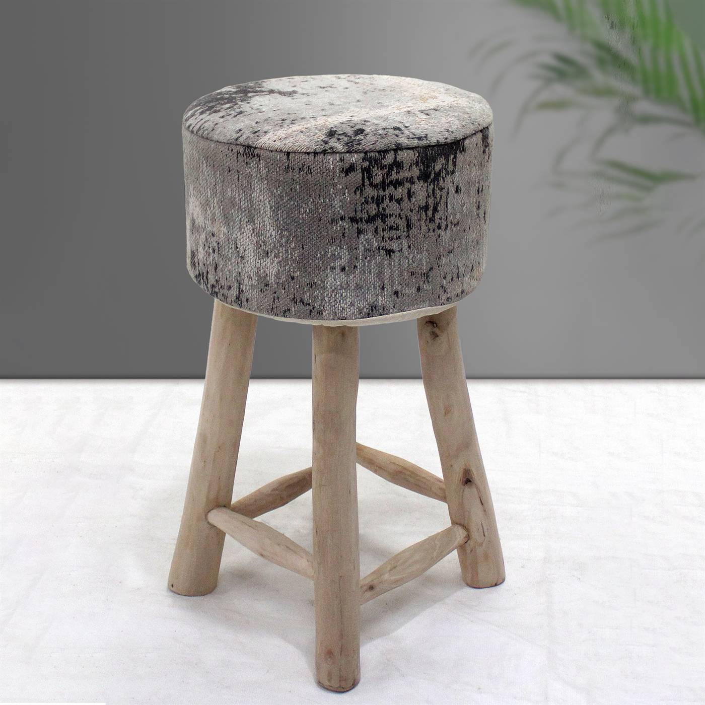 Kerona Bar Stool, 40x40x70 cm, Grey, Cotton Chenille, Jacquard Woven, Jaquard Durry, Flat Weave