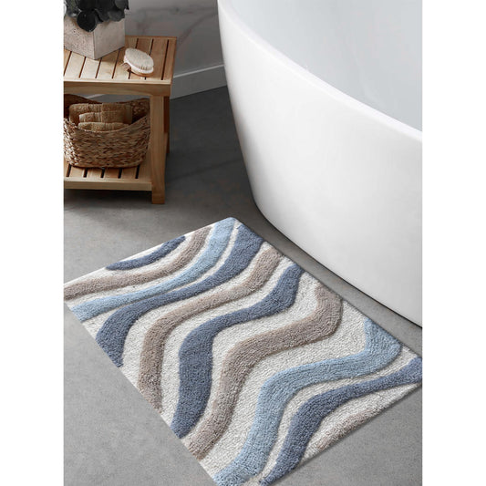 KHOTSO BATH RUG - IVORY/BEIGE/BLUE - COTTON - TABLE TUFTED