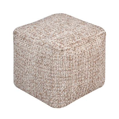 Kiana Pouf, 40x40x40 cm, Beige, Wool, Hand Woven, Handwoven, All Loop