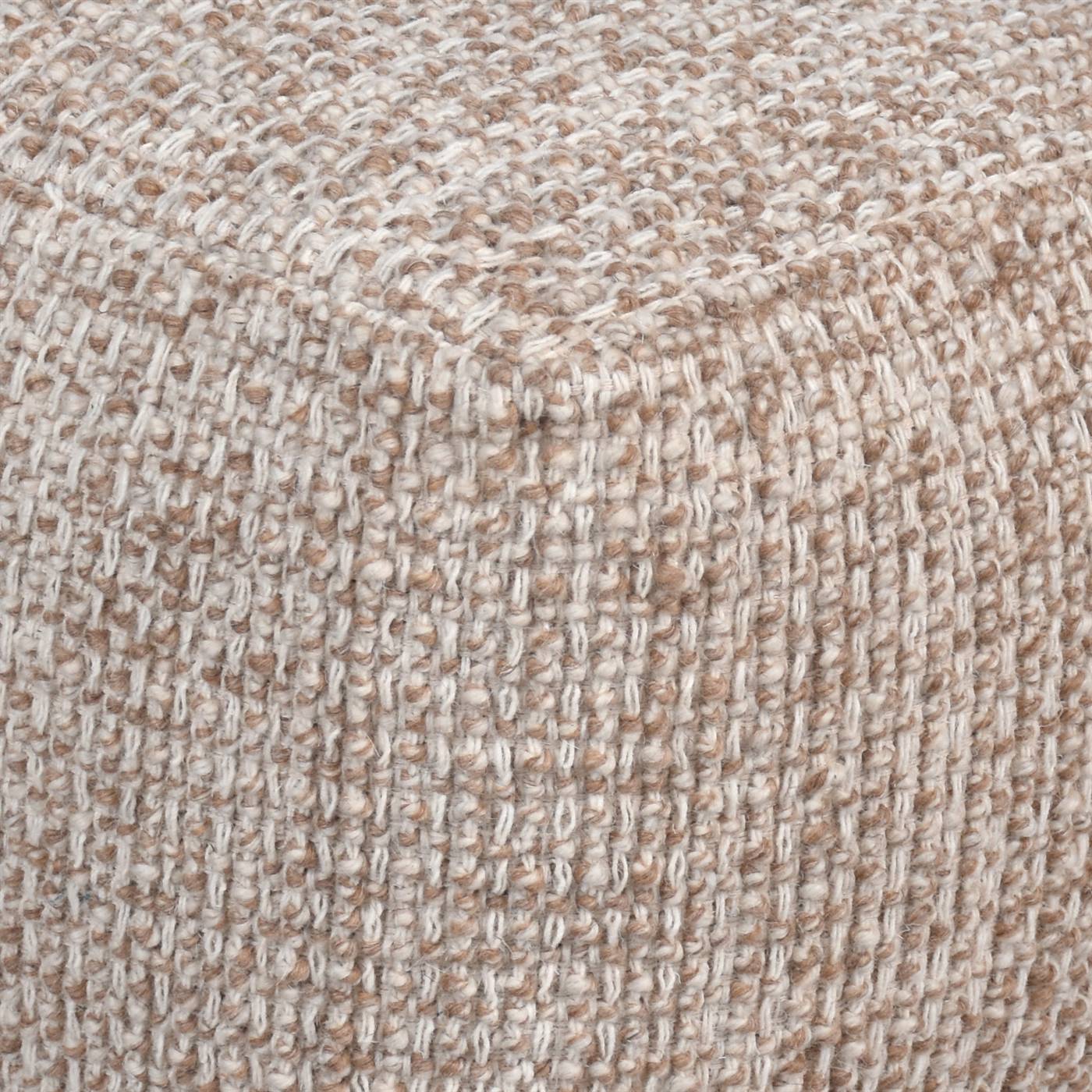 Kiana Pouf, 40x40x40 cm, Beige, Wool, Hand Woven, Handwoven, All Loop