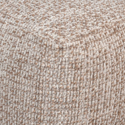 Kiana Pouf, 40x40x40 cm, Beige, Wool, Hand Woven, Handwoven, All Loop