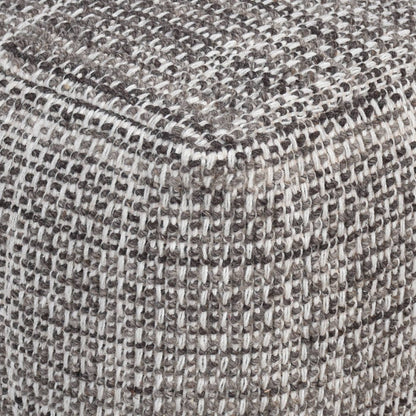 Kiev Pouf, 40x40x40 cm, Grey, Wool, Hand Woven, Handwoven, All Loop