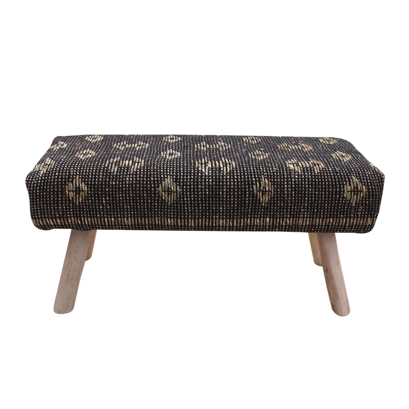 Klepalo Bench, Jute, Cotton, Natural, Charcoal, Pitloom, Flat Weave