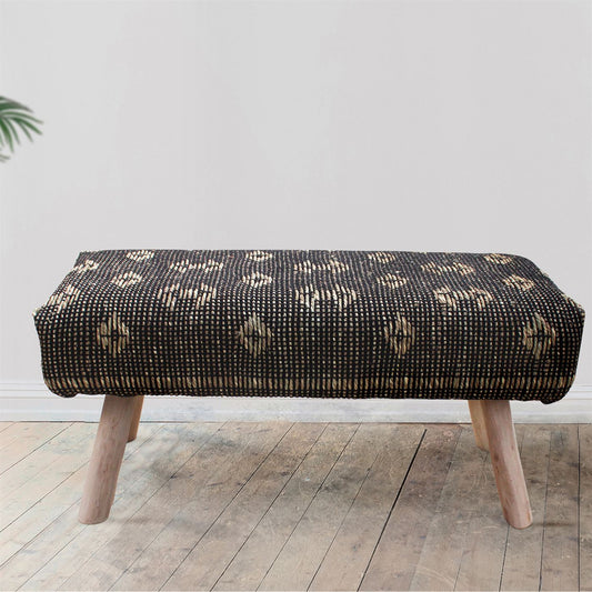 Klepalo Bench, Jute, Cotton, Natural, Charcoal, Pitloom, Flat Weave