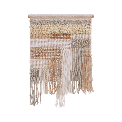 KLOPP WALL HANGING - NATURAL/GREY/IVORY - HAND WOVEN - WOOL + JUTE