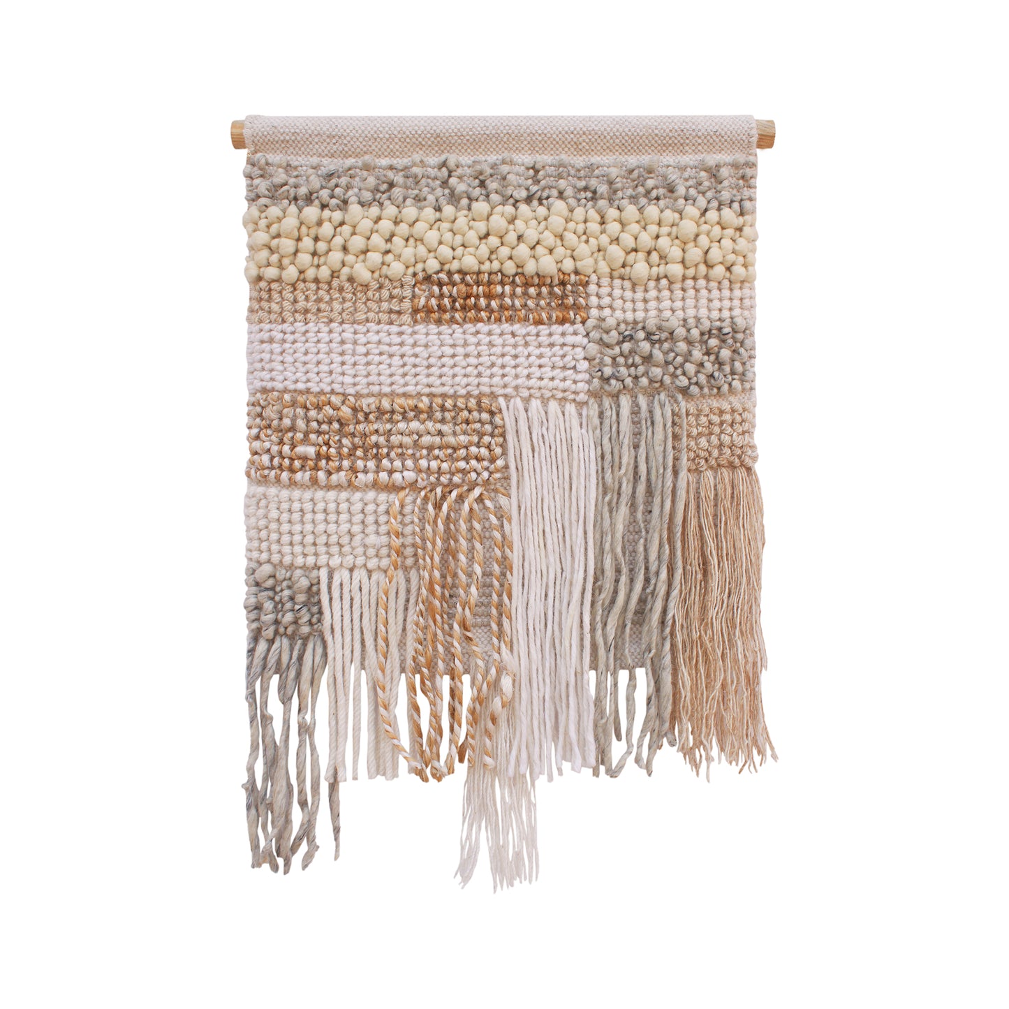 KLOPP WALL HANGING - NATURAL/GREY/IVORY - HAND WOVEN - WOOL + JUTE