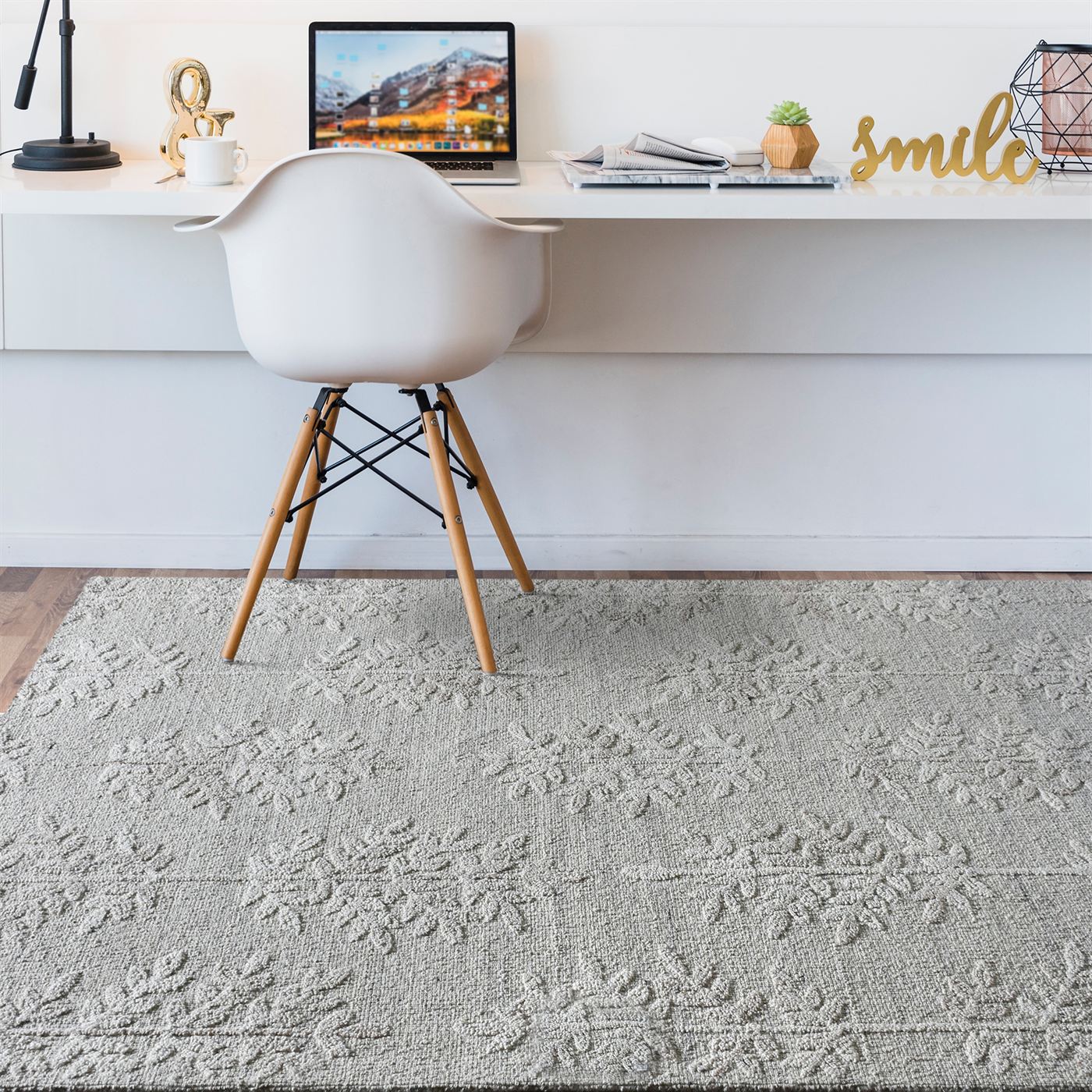 Area Rug, Bedroom Rug, Living Room Rug, Living Area Rug, Indian Rug, Office Carpet, Office Rug, Shop Rug Online, Wool, Natural White, Hand woven, All Loop, Floral