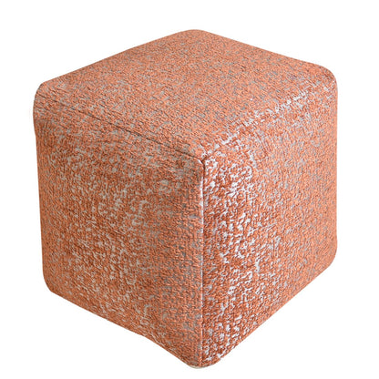 Kozani Pouf, Acrylic, Polyester, Terra, Jaquard Durry, Flat Weave 