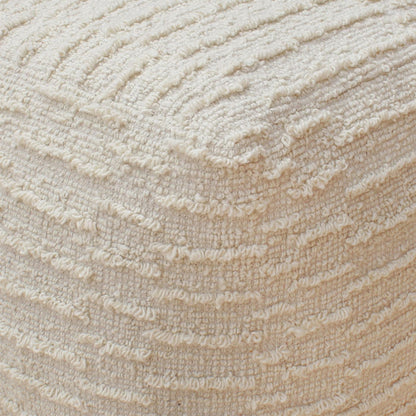 Kribul Pouf, Wool, Natural White, Hand woven, All Loop 