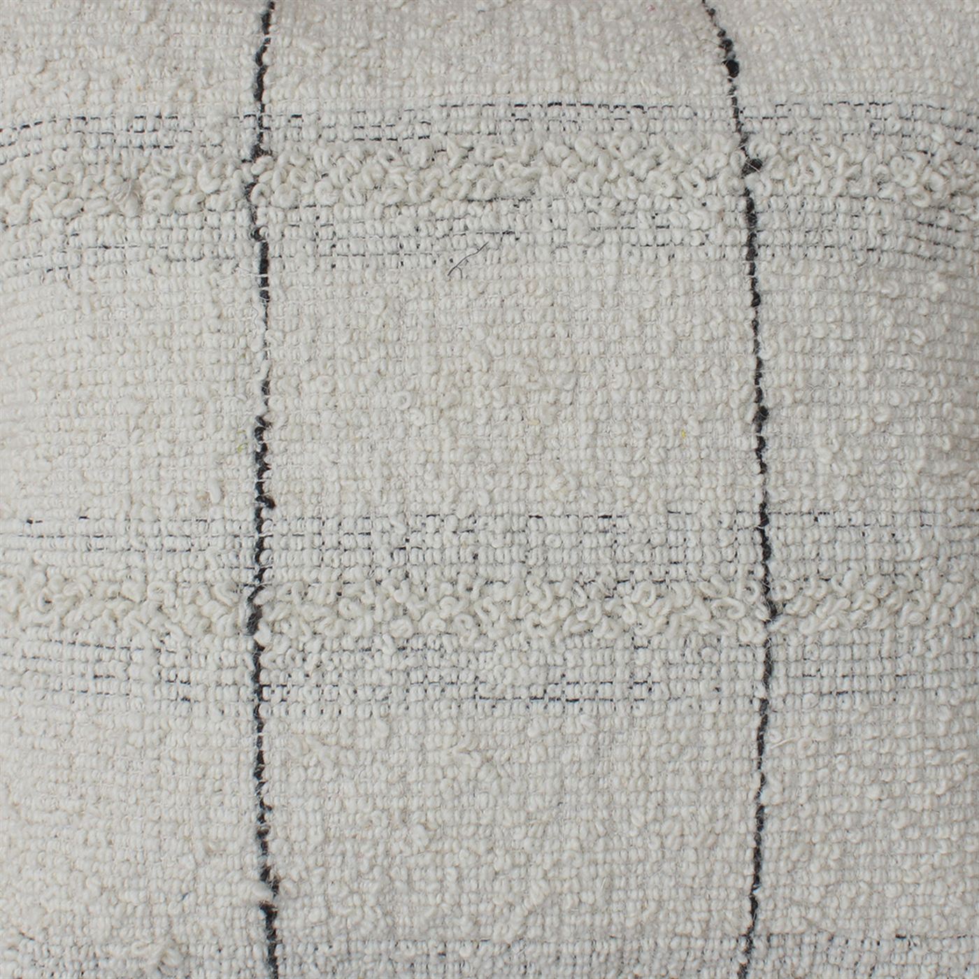 Kulata Cushion, Wool, Natural White, Charcoal, Hand Woven, All Loop