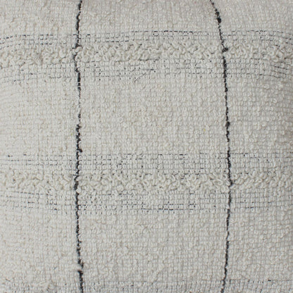 Kulata Cushion, Wool, Natural White, Charcoal, Hand Woven, All Loop