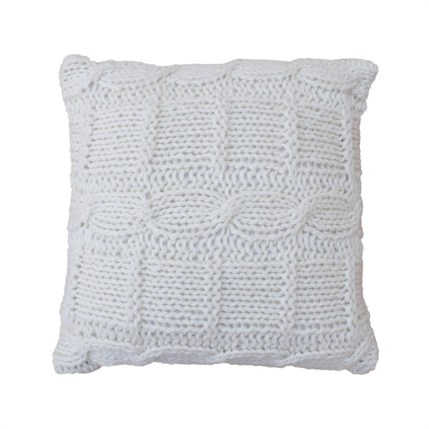 Laiban Cushion, 45x45 cm, Natural White, NZ Wool, Hand Knitted, Hm Knitted, Flat Weave