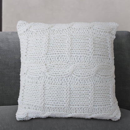 Laiban Cushion, 45x45 cm, Natural White, NZ Wool, Hand Knitted, Hm Knitted, Flat Weave