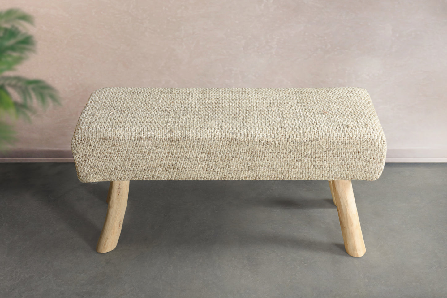 LAITAK BENCH - GREY/IVORY - HAND WOVEN - WOOL
