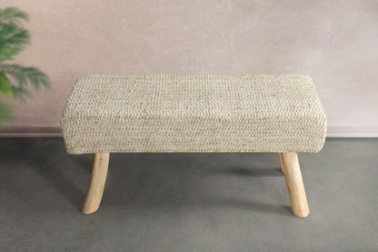 LAITAK BENCH - GREY/IVORY - HAND WOVEN - WOOL