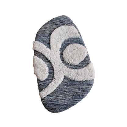 LANFORD AND EROTTA-III WALL ART - BLUE/IVORY - HANDTUFTED - DENIM/NZ WOOL/MDF