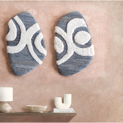 LANFORD AND EROTTA-III WALL ART - BLUE/IVORY - HANDTUFTED - DENIM/NZ WOOL/MDF
