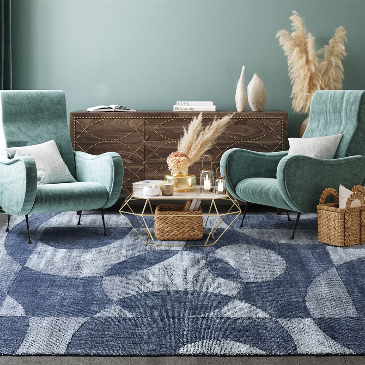 Area Rug, Bedroom Rug, Living Room Rug, Living Area Rug, Indian Rug, Office Carpet, Office Rug, Shop Rug Online, Pet, Viscose, Blue, Natural White, Hand woven, Cut And Loop, Circle