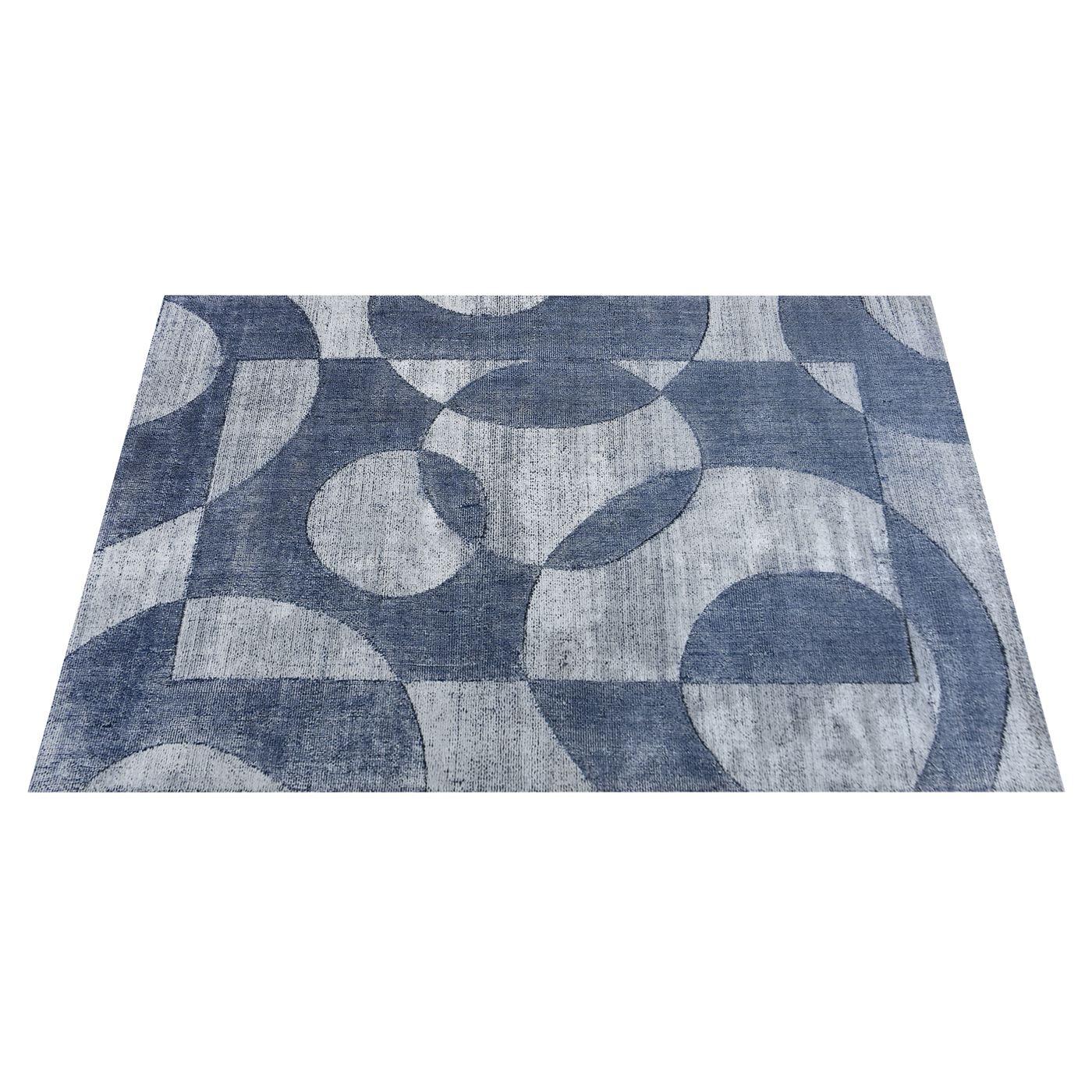 Area Rug, Bedroom Rug, Living Room Rug, Living Area Rug, Indian Rug, Office Carpet, Office Rug, Shop Rug Online, Pet, Viscose, Blue, Natural White, Hand woven, Cut And Loop, Circle