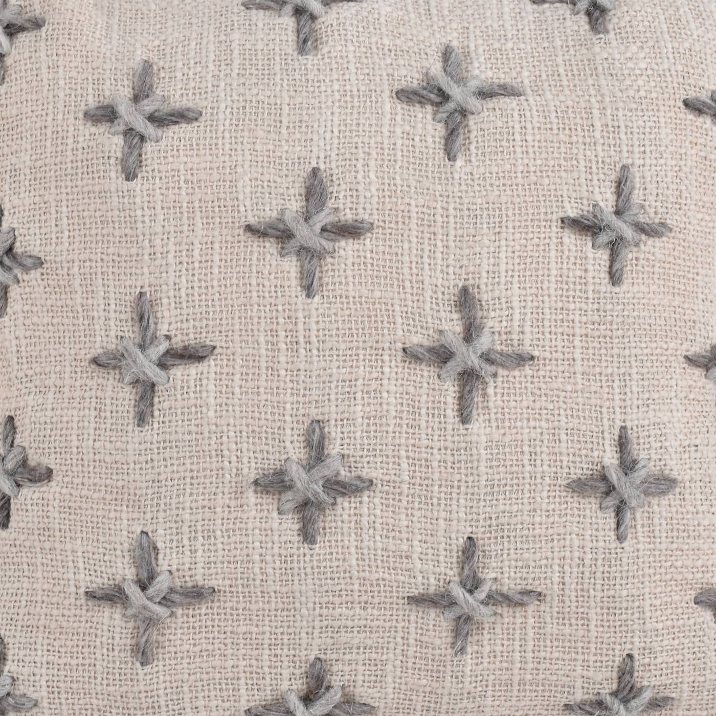 Leavitt Cushion, 45x45 cm, Natural White, Grey, Wool, Hand Made, Hm Stitching, Flat Weave