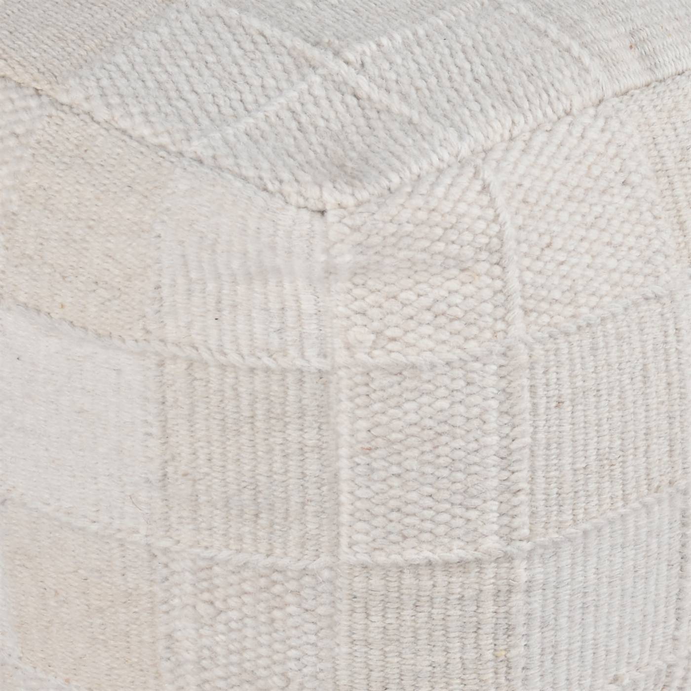 Lemont Pouf, 40x40x40 cm, Natural White, Wool, Hand Woven, Pitloom, Flat Weave