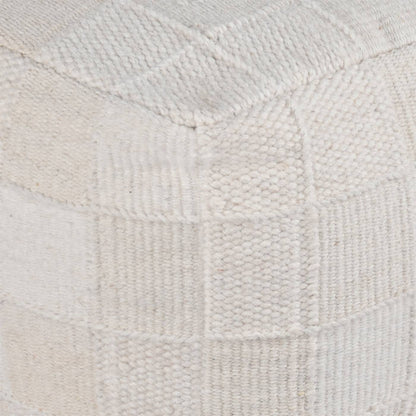 Lemont Pouf, 40x40x40 cm, Natural White, Wool, Hand Woven, Pitloom, Flat Weave