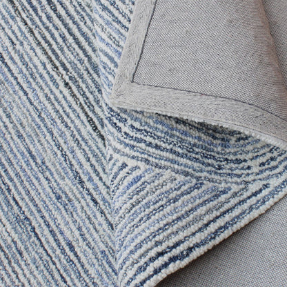 Area Rug, Bedroom Rug, Living Room Rug, Living Area Rug, Indian Rug, Office Carpet, Office Rug, Shop Rug Online, Denim,  Wool, Natural White, Blue, Hand tufted, All Loop, trippy