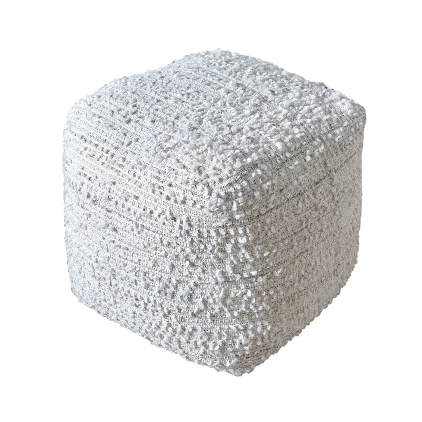 Lesbos Pouf, Pet, Natural White, HANDWOVEN / FLAT WEAVE