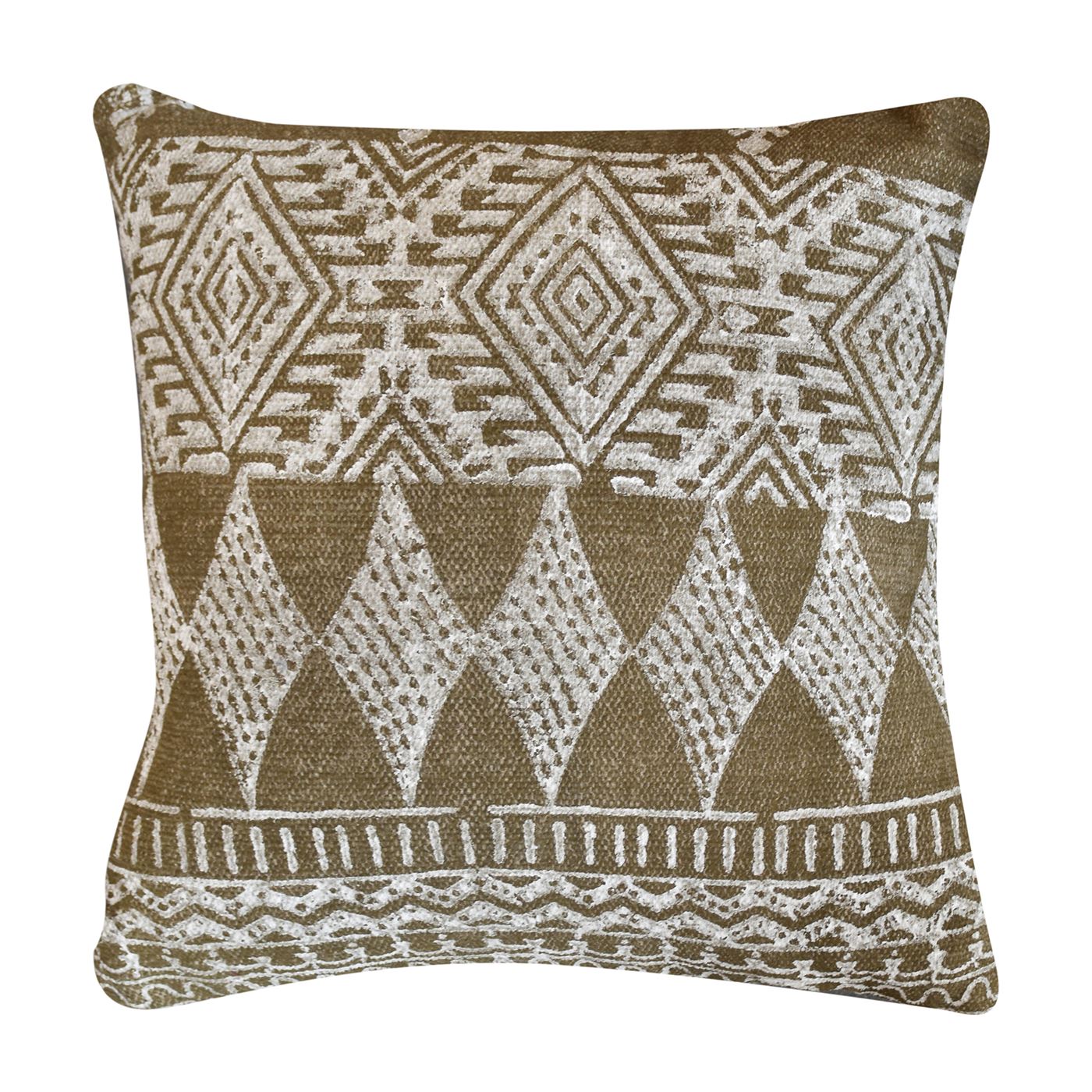 Leura Pillow, Cotton, Printed, Olive, Pitloom, Flat Weave