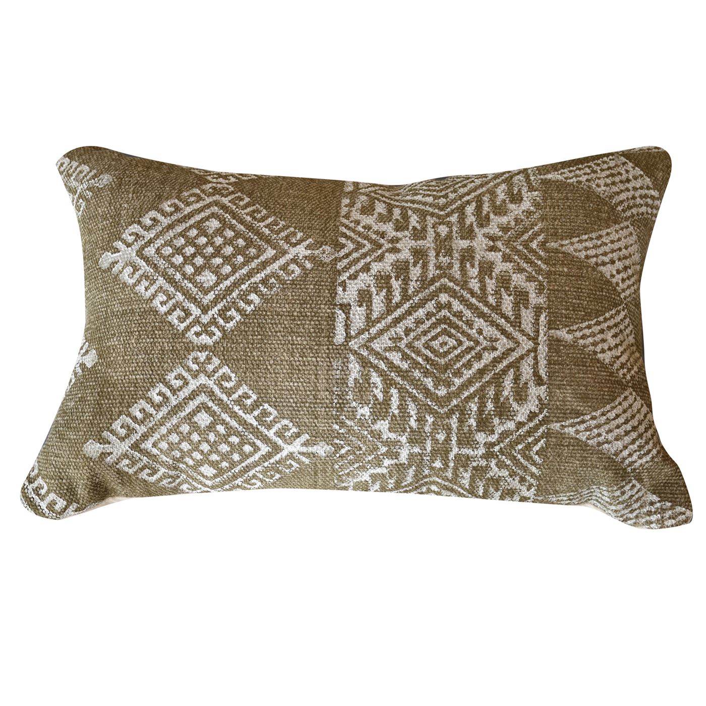 Leura Pillow, Cotton, Printed, Olive, Pitloom, Flat Weave