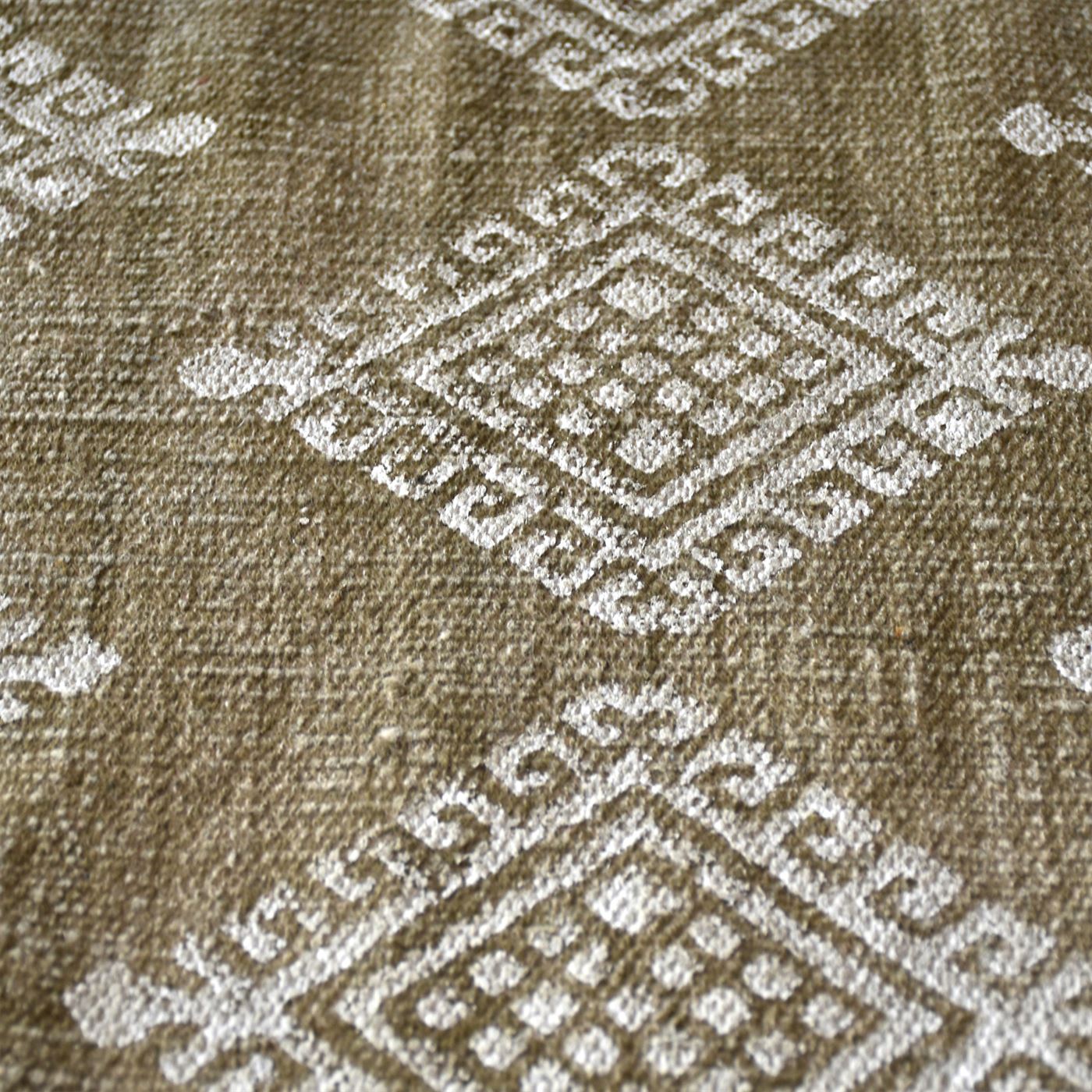 Leura Pillow, Cotton, Printed, Olive, Pitloom, Flat Weave