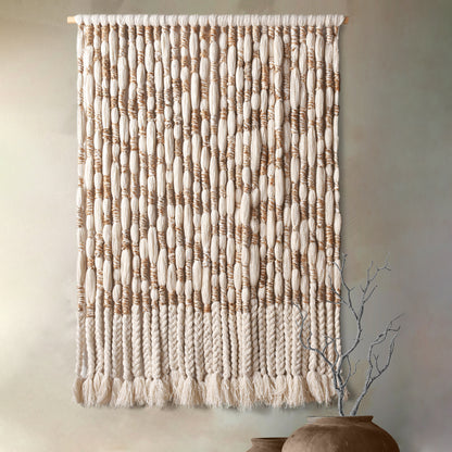 LEYERS WALL HANGING - IVORY/NATURAL - HAND KNITTED WOOL/JUTE