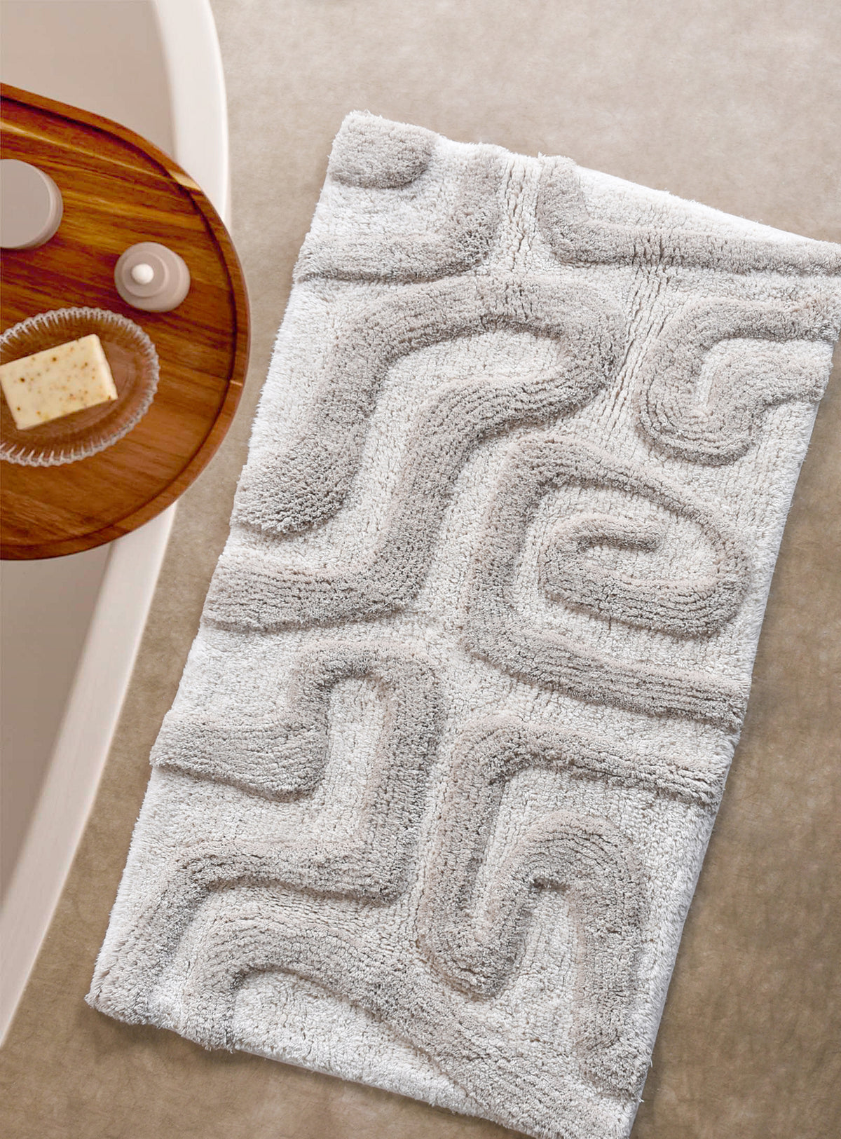LIADEN BATH RUG - NATURAL/BEIGE - COTTON - TABLE TUFTED