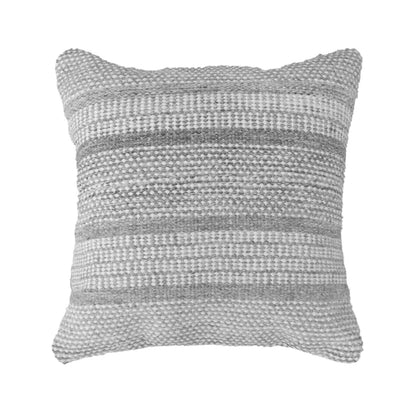 Lodz Cushion, 45x45 cm, Natural White, Grey, PET, Hand Woven, Pitloom, Flat Weave