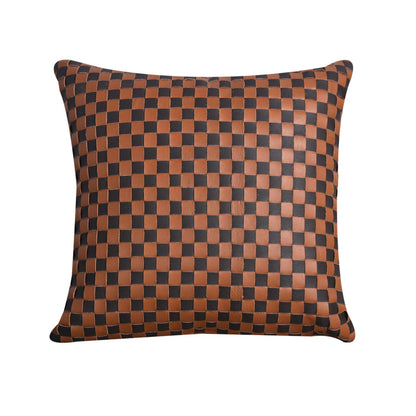 Lombardy Cushion, 50x50 cm, Brown, Tan, Leather, Hand Made, Hm Stitching, Flat Weave