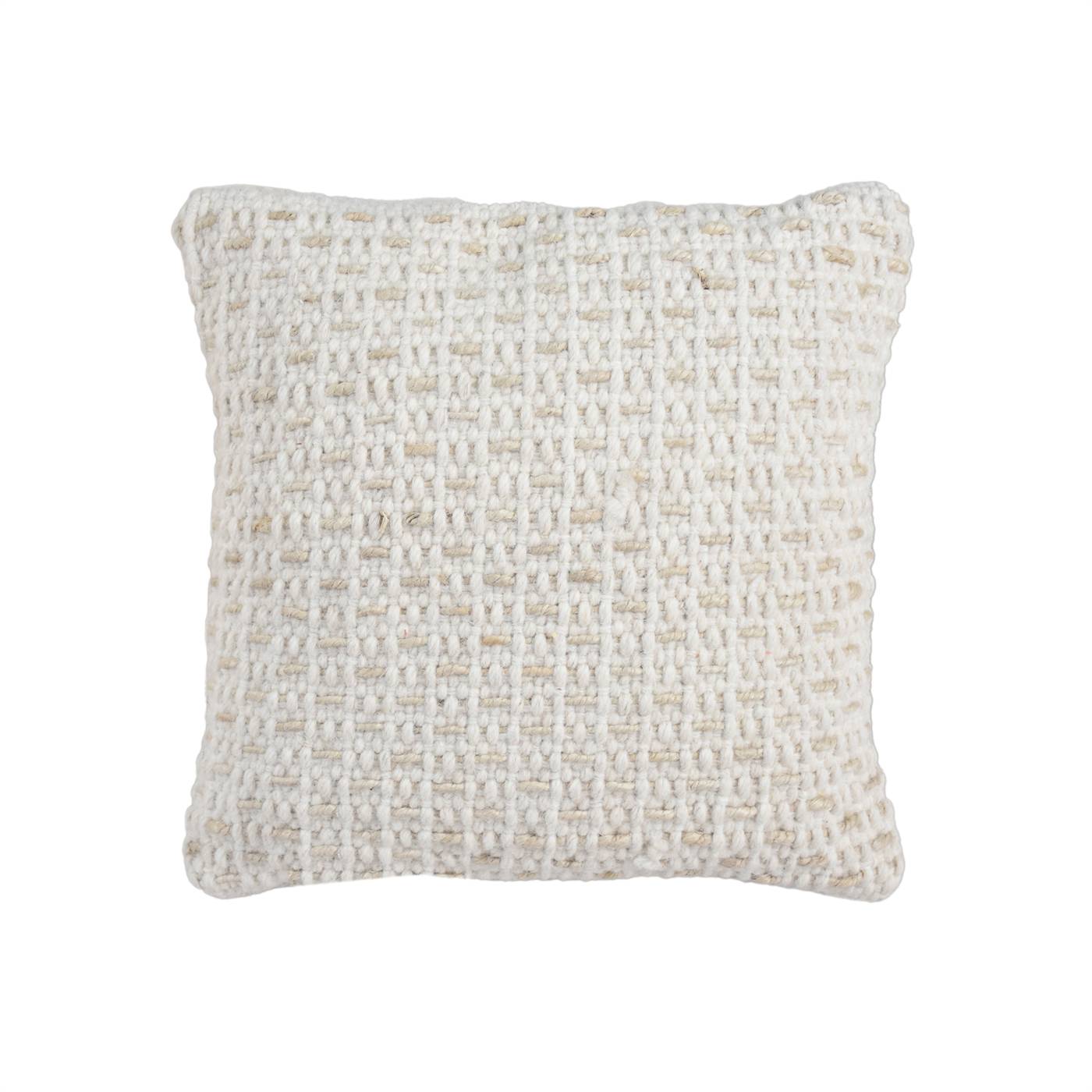 Lucerne Cushion, 45x45 cm, Natural White, Wool, Jute, Hand Woven, Pitloom, Flat Weave