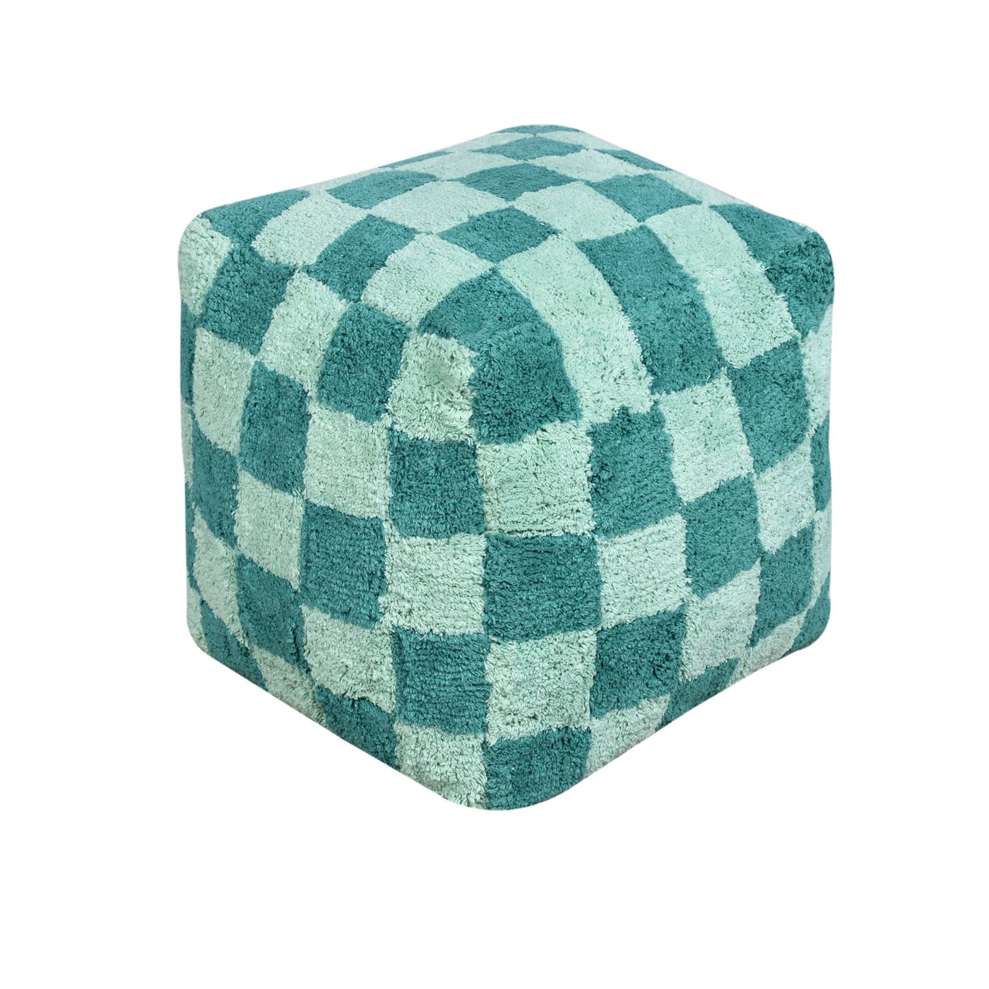 Lufkin Pouf, Cotton, Teal, Bm Sn, All Cut 