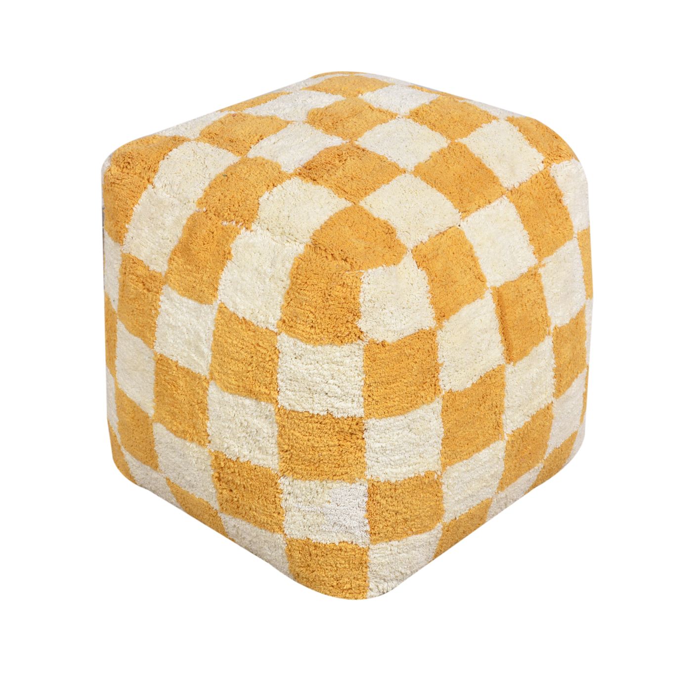 Lufkin Pouf, Cotton, Yellow, Bm Sn, All Cut 