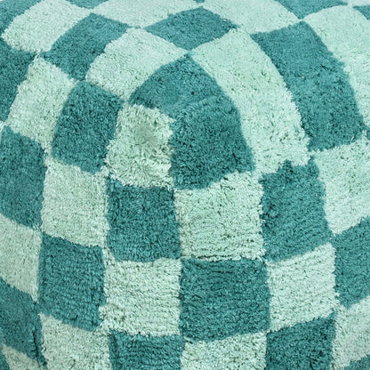 Lufkin Pouf, Cotton, Teal, Bm Sn, All Cut 