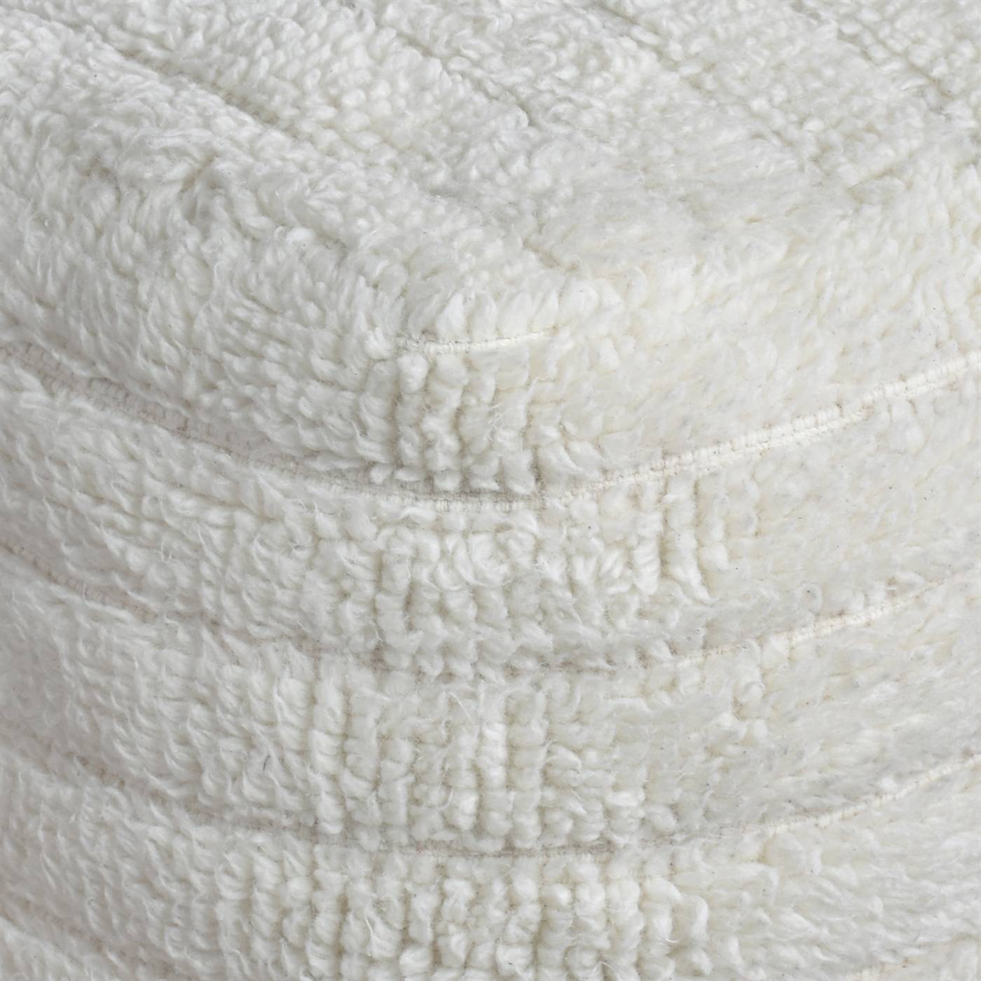 Lumot Pouf, 40x40x40 cm, Natural White, NZ Wool, Hand Woven, Handwoven, All Cut