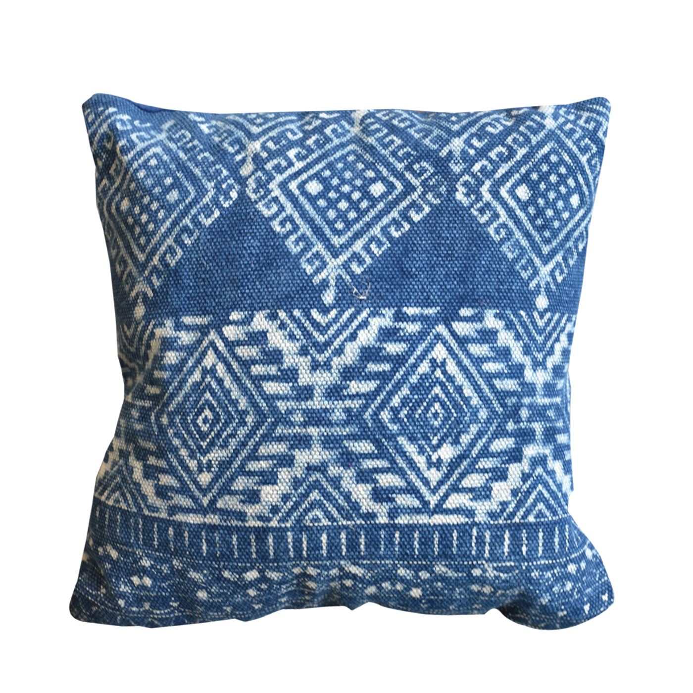 Lupin Pillow, Cotton, Printed, Blue, Pitloom, Flat Weave