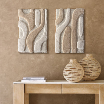 LUXEN WALL ART AND TENERA WALL ART - IVORY/LIGHT BEIGE - HAND TUFTED - WOOL & WOOD FRAME