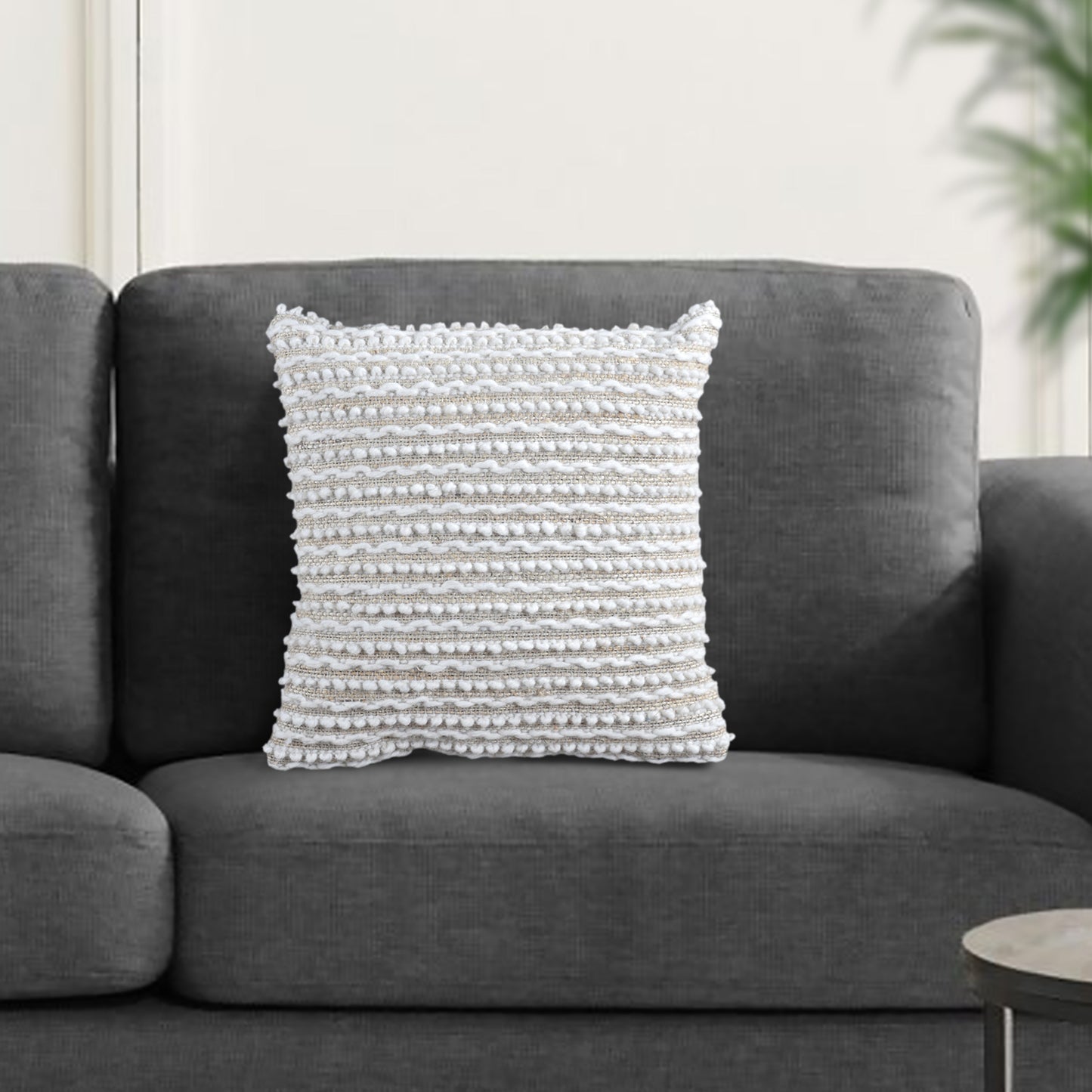 LYCUS CUSHION - JUTE/WOOL - IVORY - HANDWOVEN