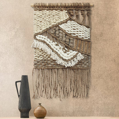 LAFEVER WALL HANGING - NATURAL/IVORY - HAND KNITTED - JUTE + WOOL