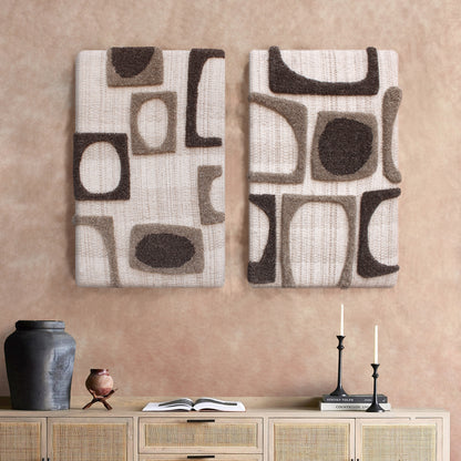 LUCETTA WALL ART AND JOURNEE WALL ART - BEIGE/BROWN - HANDWOVEN/OVER TUFTED - WOOL & MDF