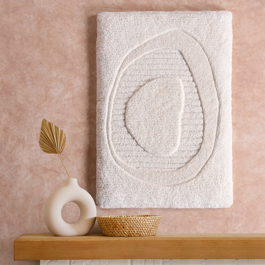 MADAKA WALL ART- SET OF 2 - IVORY - HAND TUFTED WOOL & MDF