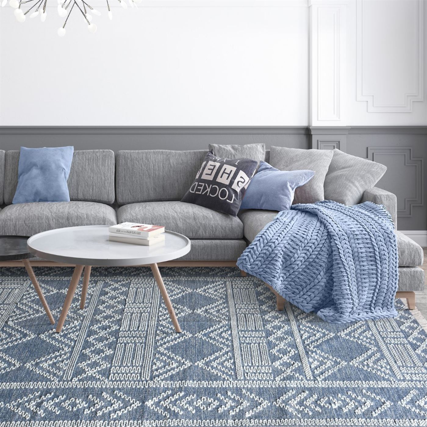 Area Rug, Bedroom Rug, Living Room Rug, Living Area Rug, Indian Rug, Office Carpet, Office Rug, Shop Rug Online, Wool, Cotton, Blue, Natural White, Pitloom, Flat Weave, Geometrical