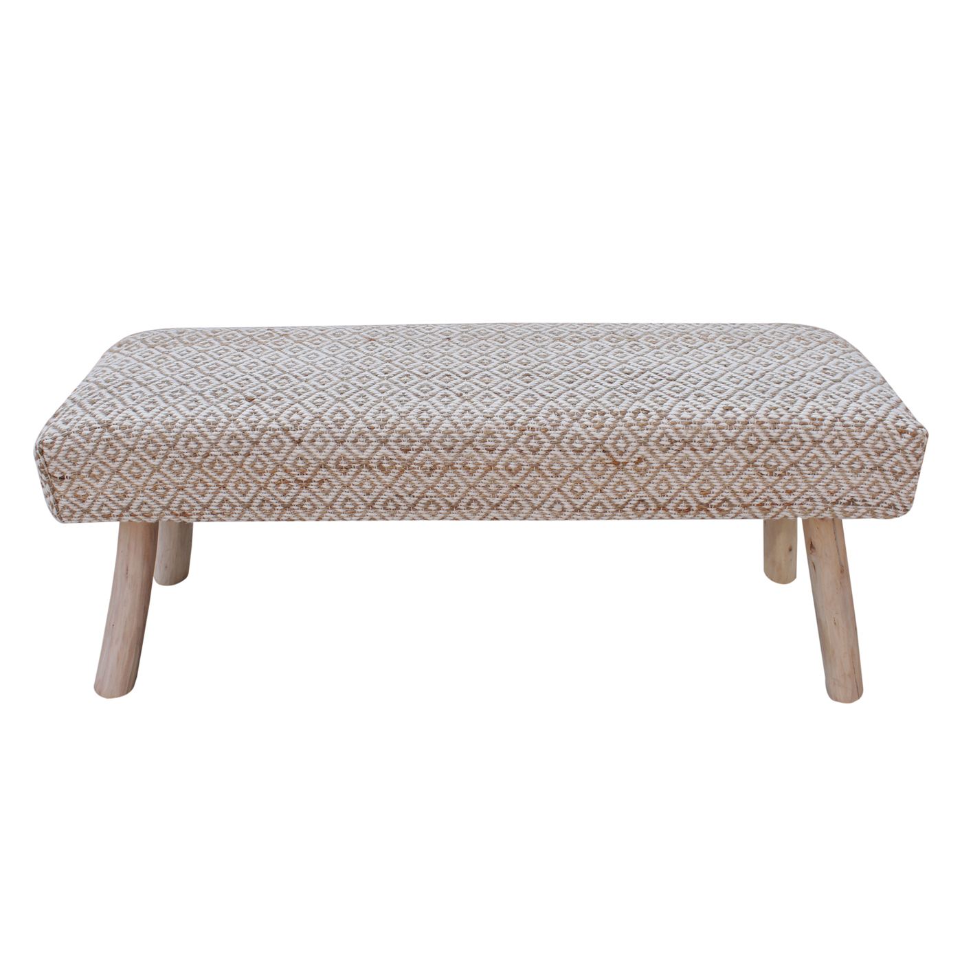 Malak Bench, Jute, Wool, Polyester, Natural, Natural White, Pitloom, Flat Weave